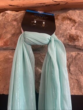 Mixit Aqua Skinny Scarf with Metallic Thread